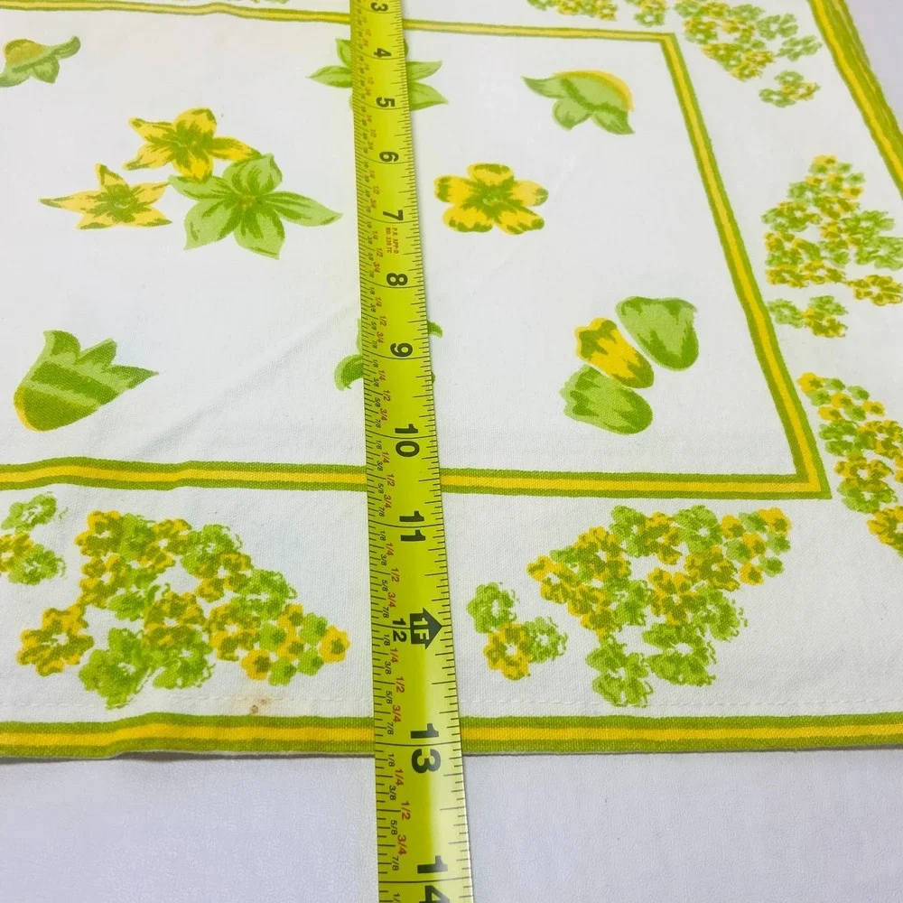 Vintage Floral Set Of 6‎ Placemats & 6 Napkins Green Yellow Flower MCM 70s Boho